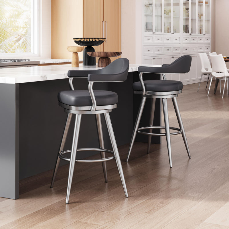  Zuo Vagur 110045 Swivel Barstool - Black IMAGE 9