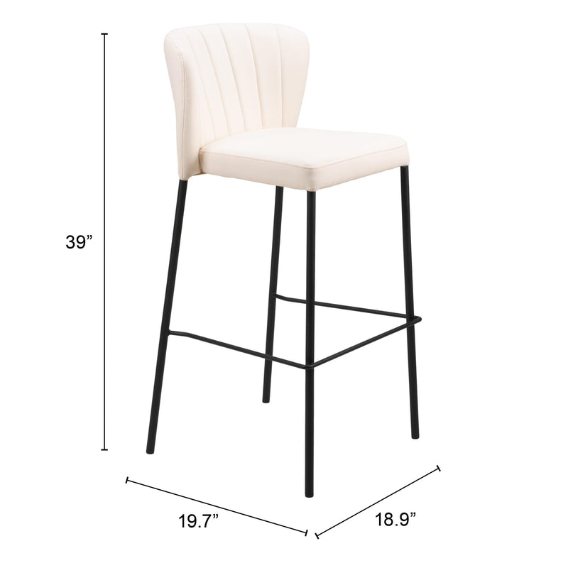  Zuo Linz 109782 Barstool - Cream IMAGE 10