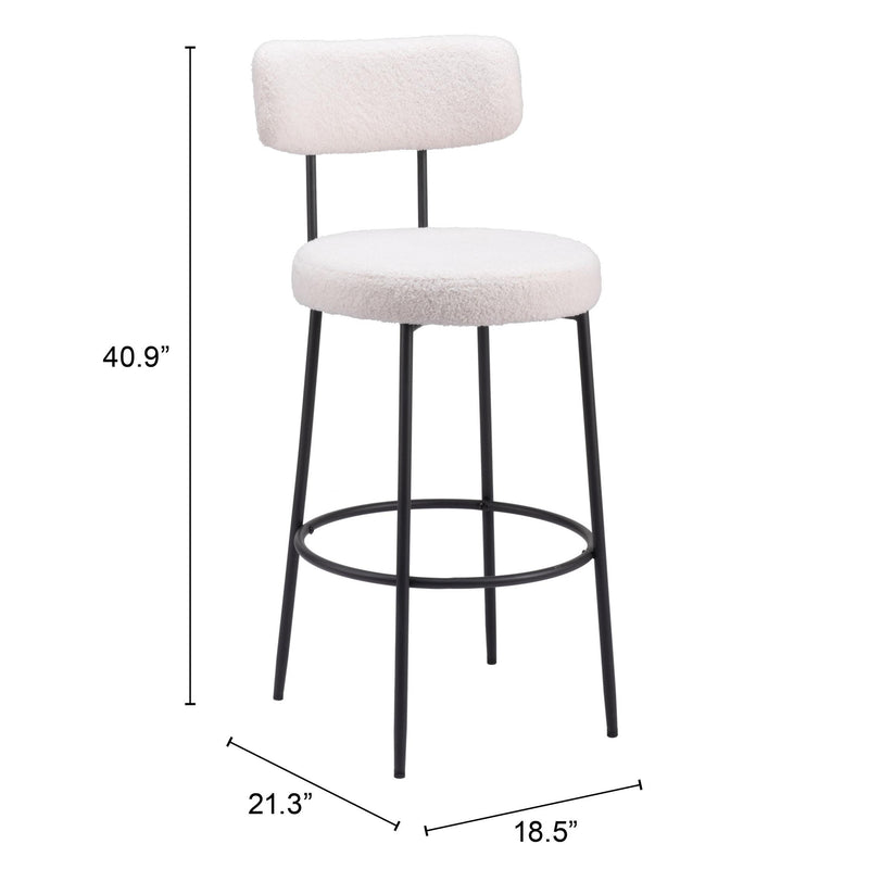  Zuo Blanca 109740 Barstool - Ivory IMAGE 9