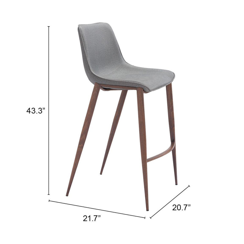  Zuo Magnus 109938 Barstool - Slate Grey & Walnut IMAGE 8