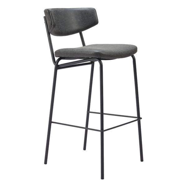  Zuo Charon 110261 Barstool - Vintage Black IMAGE 1