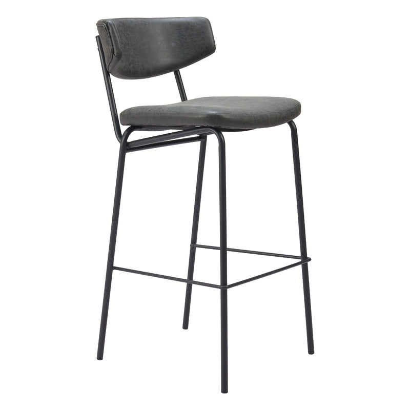  Zuo Charon 110261 Barstool - Vintage Black IMAGE 1