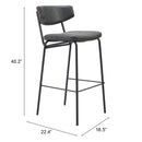  Zuo Charon 110261 Barstool - Vintage Black IMAGE 9