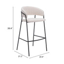  Zuo Josephine 109673 Barstool - Cream IMAGE 8