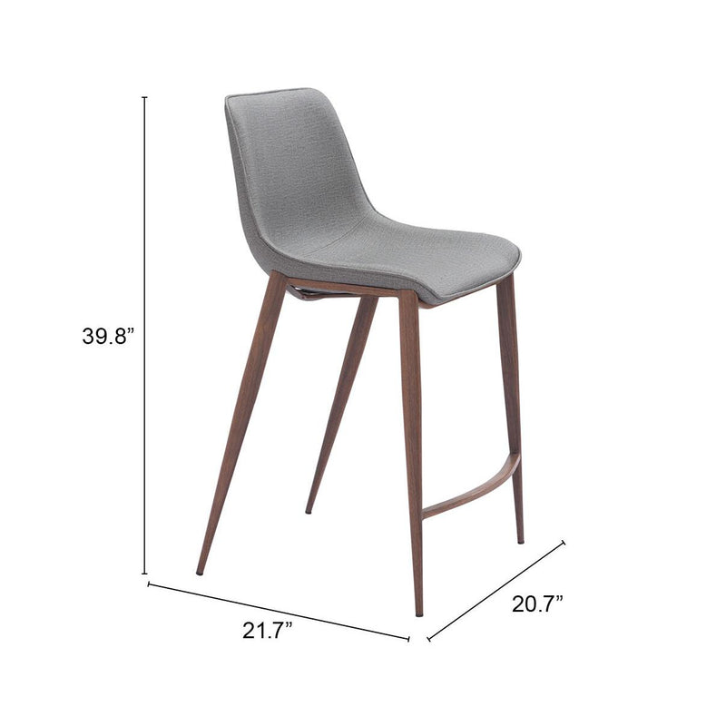  Zuo Magnus 109936 Counter Stool - Slate Grey & Walnut IMAGE 8