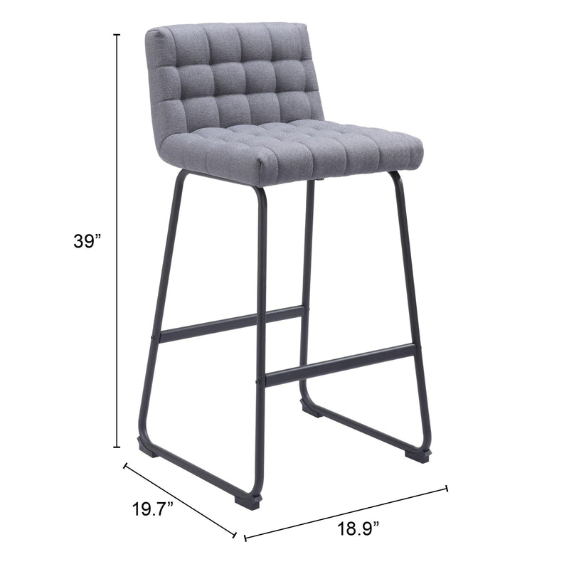 Zuo Pago 110072 Barstool - Grey IMAGE 11