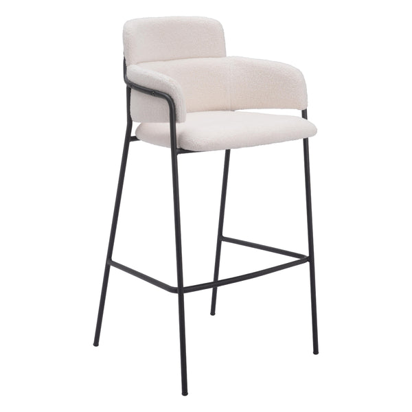  Zuo Marcel 109667 Barstool - Cream IMAGE 1