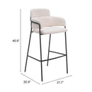  Zuo Marcel 109667 Barstool - Cream IMAGE 8