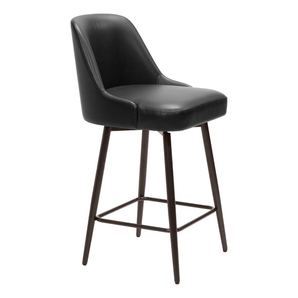  Zuo Keppel 109973 Swivel Counter Stool - Black & Bronze IMAGE 1