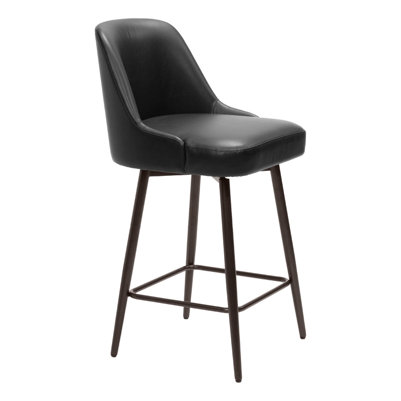  Zuo Keppel 109973 Swivel Counter Stool - Black & Bronze IMAGE 1
