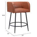  Zuo Horbat 109946 Counter Stool - Brown IMAGE 8