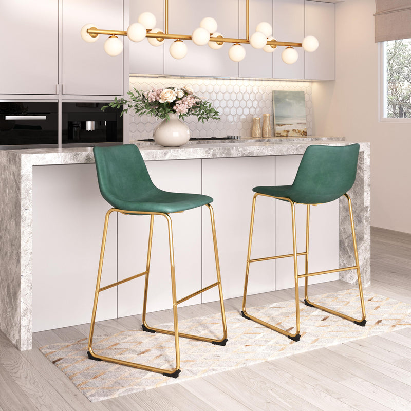  Zuo Augusta 109961 Barstool - Green & Gold IMAGE 8