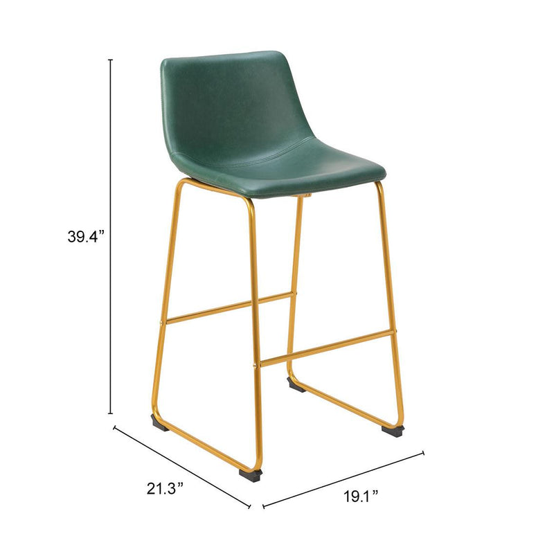  Zuo Augusta 109961 Barstool - Green & Gold IMAGE 9