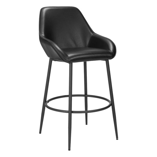  Zuo 110075 Vila Barstool - Black IMAGE 1