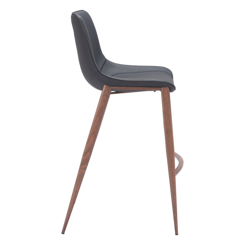  Zuo Magnus 109937 Barstool - Black & Walnut IMAGE 2