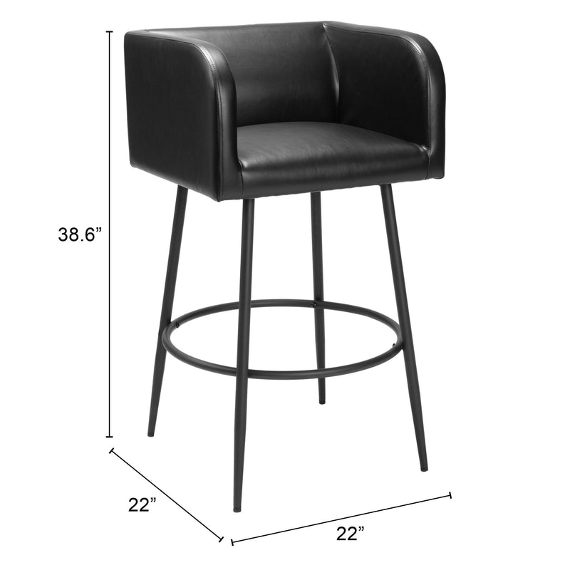  Zuo Horbat 110063 Barstool - Black IMAGE 8