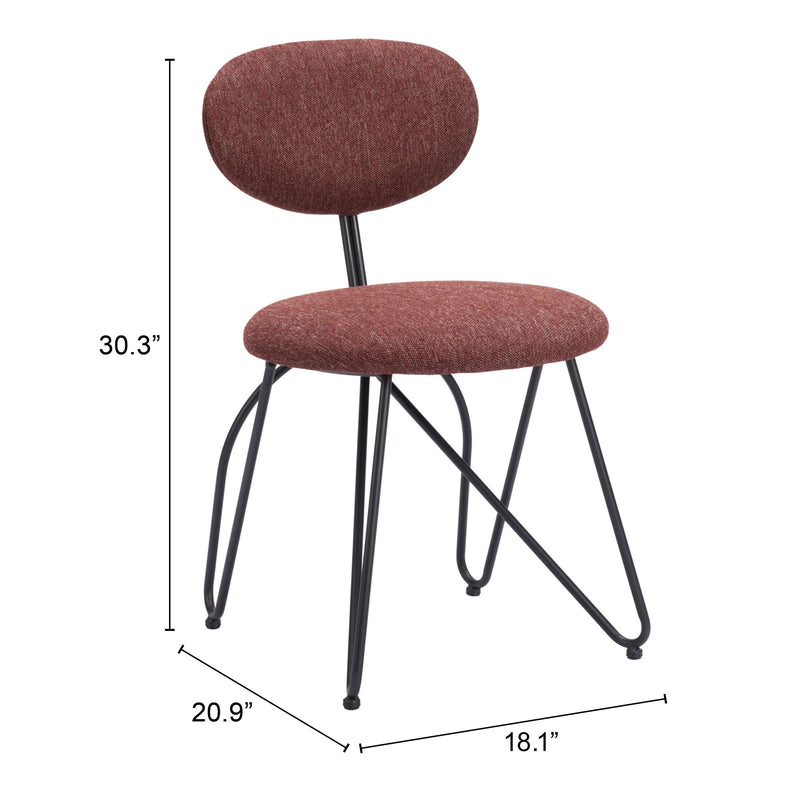  Zuo Novi 110018 Dining Chair - Maroon Brown IMAGE 8