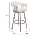  Zuo Bantry 110046 Swivel Barstool - White IMAGE 9