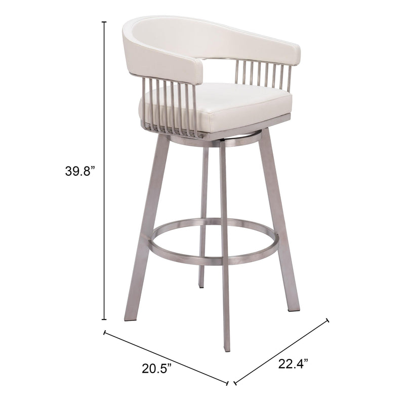  Zuo Bantry 110046 Swivel Barstool - White IMAGE 9