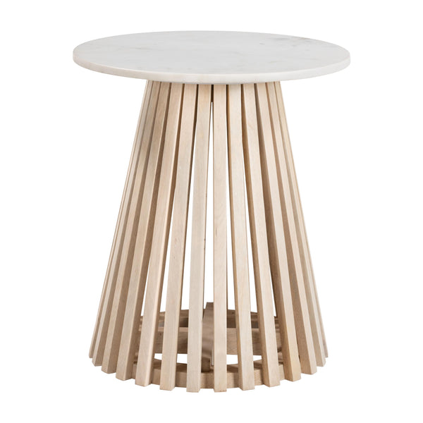  Zuo Mazara 109862 Side Table - White & Natural IMAGE 1