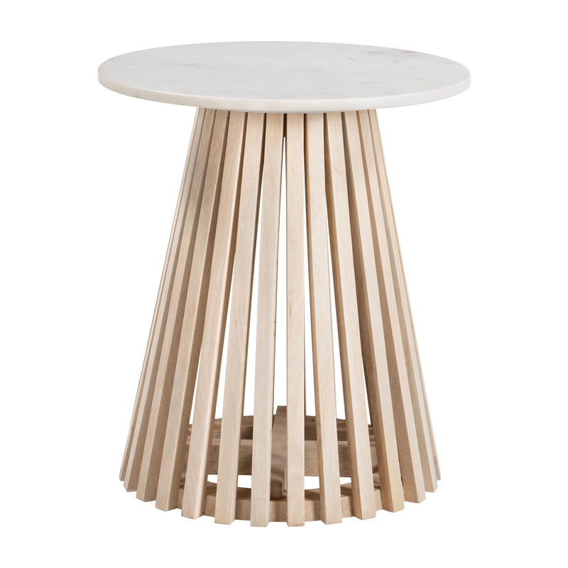 Zuo Mazara 109862 Side Table - White & Natural IMAGE 1