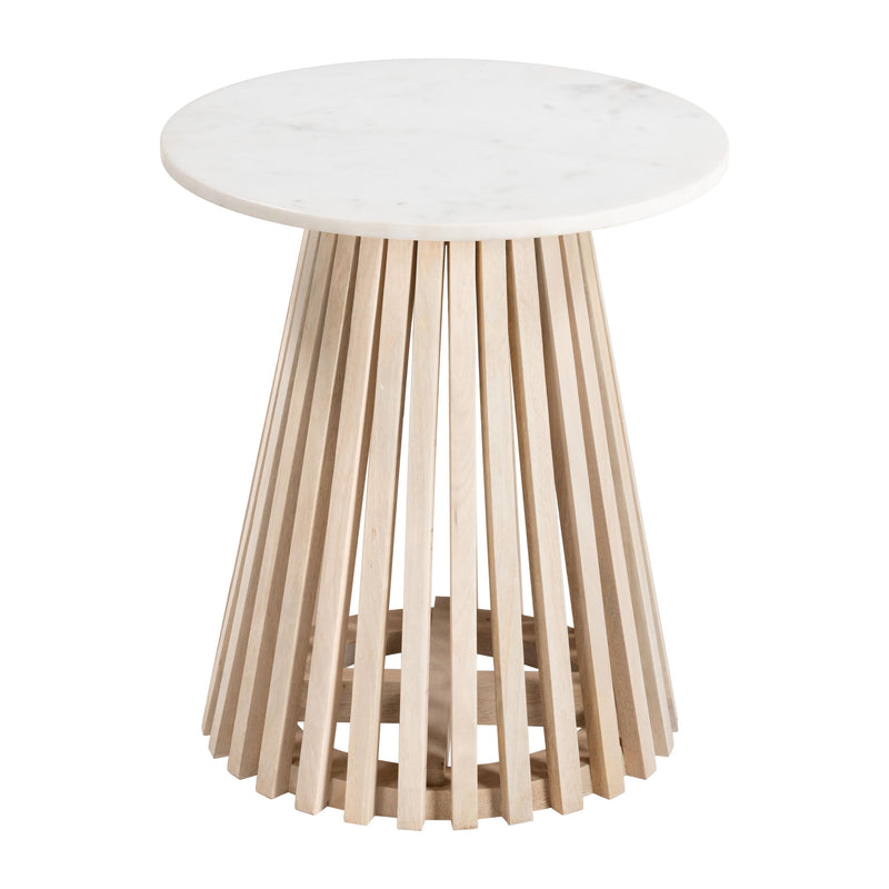  Zuo Mazara 109862 Side Table - White & Natural IMAGE 2