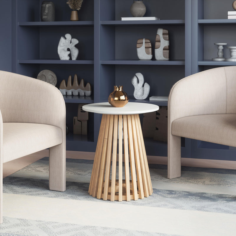  Zuo Mazara 109862 Side Table - White & Natural IMAGE 6