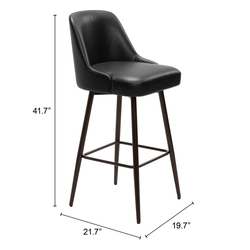  Zuo Keppel 109975 Swivel Barstool - Black & Bronze IMAGE 10