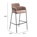  Zuo Marcel 109668 Barstool - Brown IMAGE 8