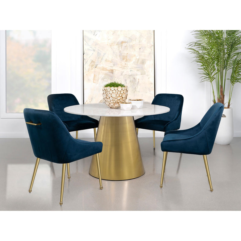  Coaster Furniture Ambrose 107600 Round 50-inch Marble Top Dining Table - Brushed Gold IMAGE 11