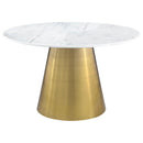  Coaster Furniture Ambrose 107600 Round 50-inch Marble Top Dining Table - Brushed Gold IMAGE 1