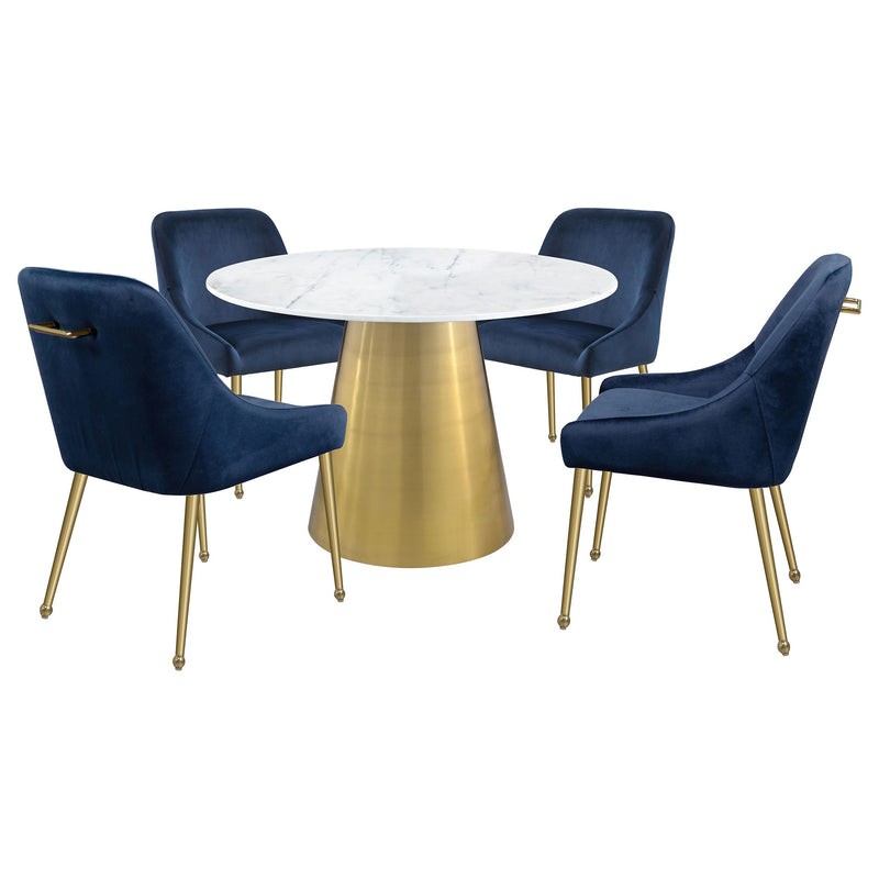  Coaster Furniture Ambrose 107600 Round 50-inch Marble Top Dining Table - Brushed Gold IMAGE 6