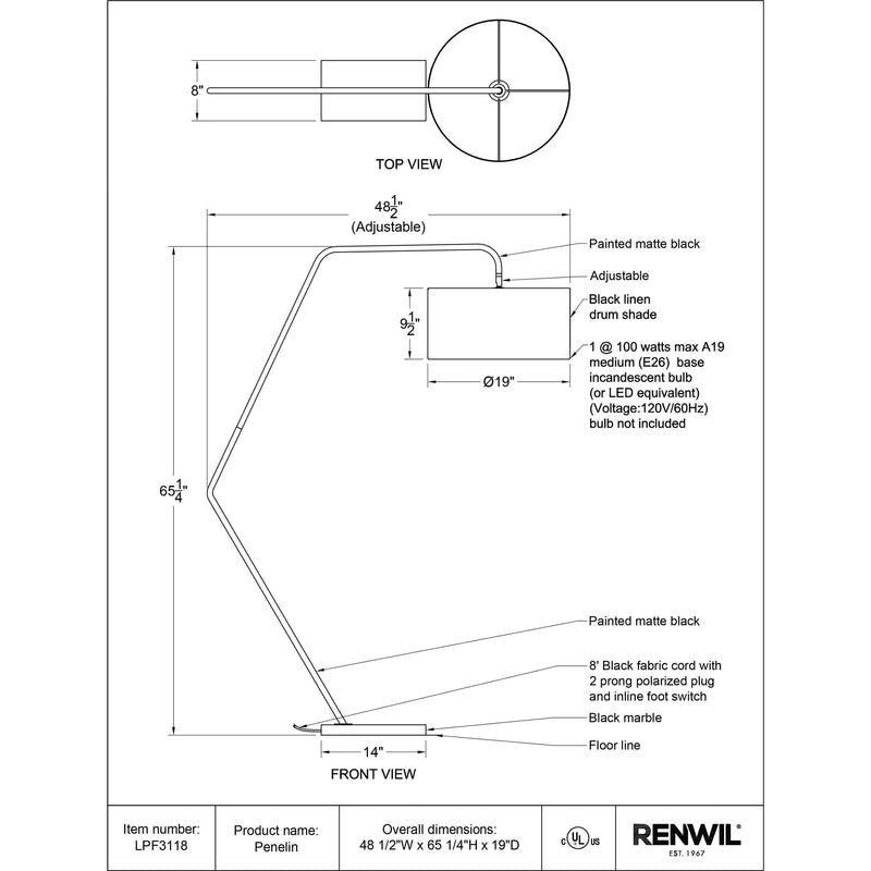  Renwil Penelin LPF3118 Floor Lamp IMAGE 5