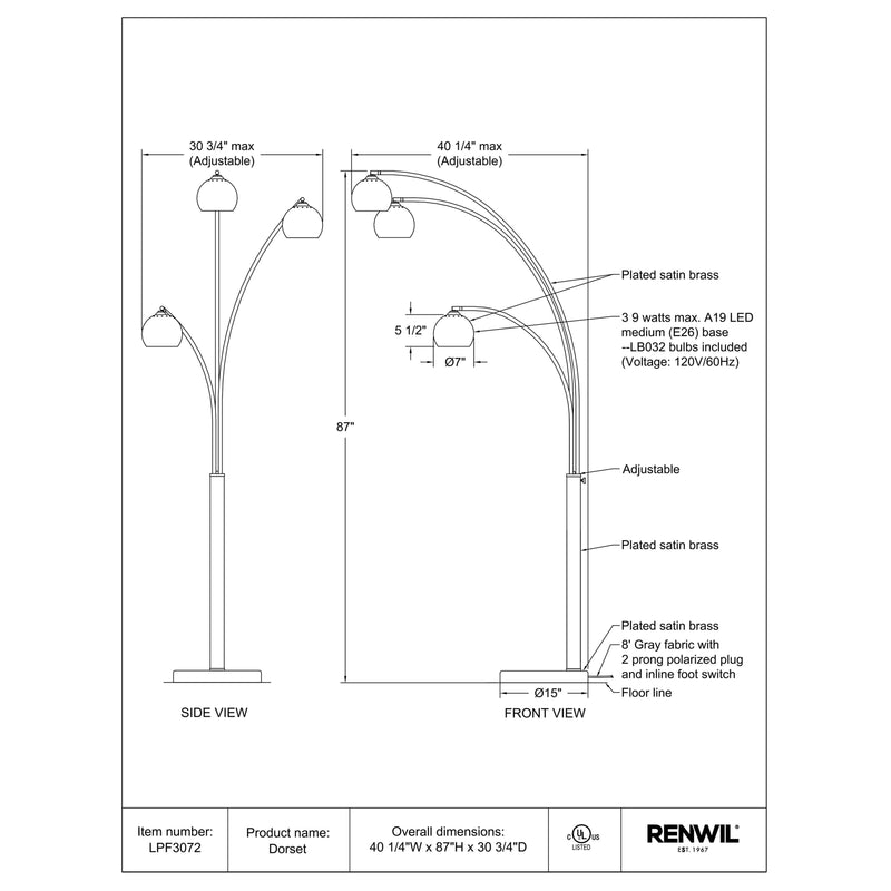  Renwil Dorset LPF3072 Floor Lamp IMAGE 4