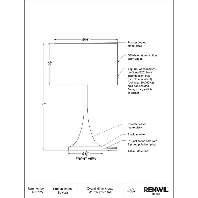  Renwil Salvora LPT1135 Table Lamp IMAGE 4