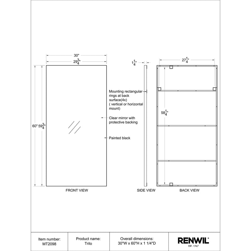  Renwil Trilo MT2098 Full Length Mirror IMAGE 4