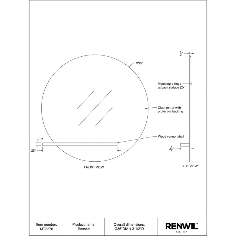  Renwil Bassett MT2270 Vanity Mirror IMAGE 5