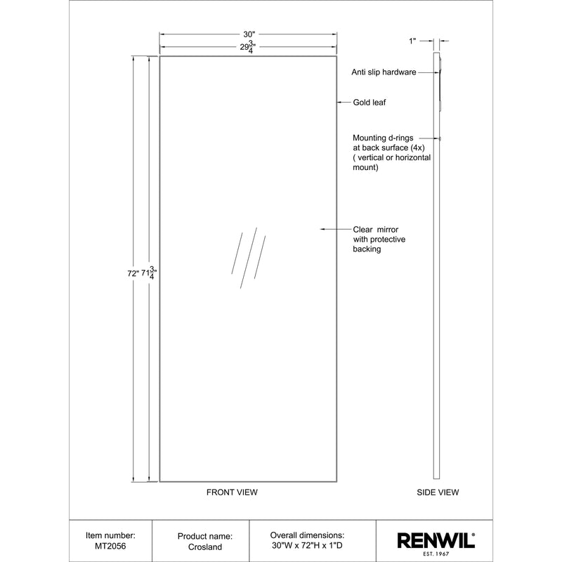  Renwil Crosland MT2056 Vanity Mirror IMAGE 3