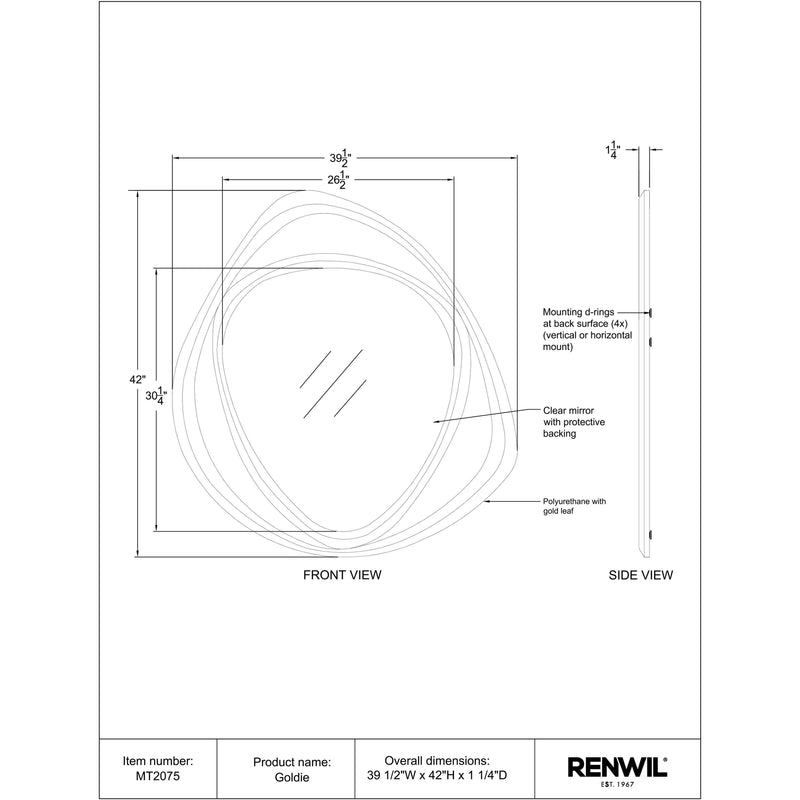  Renwil Goldie MT2075 Vanity Mirror IMAGE 4