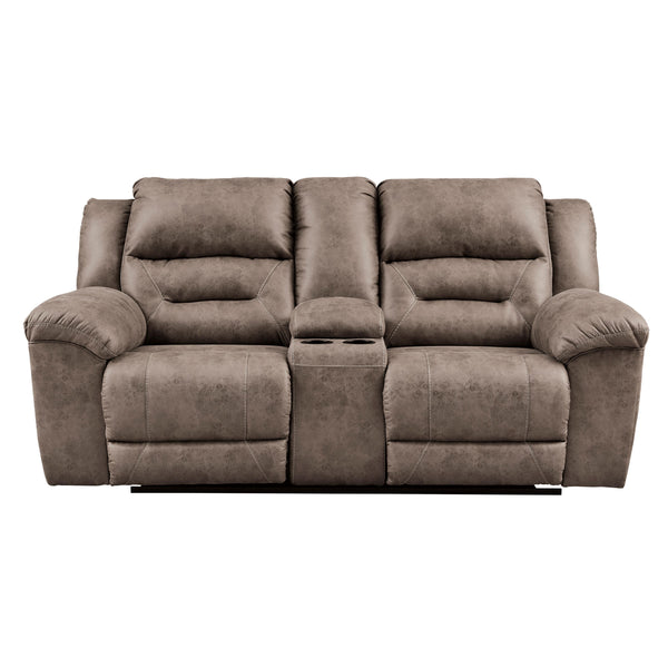 Signature Design by Ashley Stoneland Reclining Leather Look Loveseat with Console 3990594C IMAGE 1