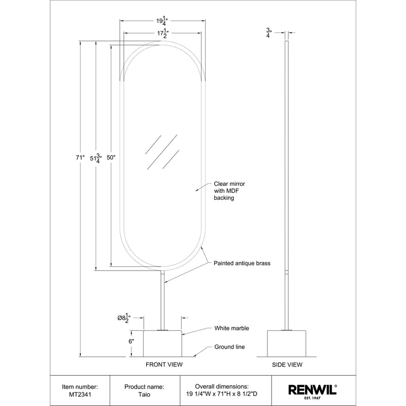  Renwil Taio MT2341 Floor Mirror IMAGE 6