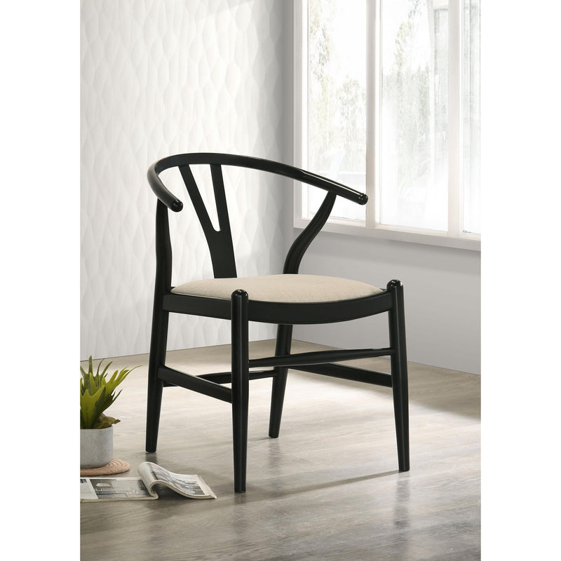 Coaster Furniture Crestmont 108482 Wood Wishbone Dining Side Chair - Black (Set of 2) IMAGE 2