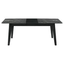  Coaster Furniture Crestmont 121251 78-inch Extension Dining Table - Black Faux Marble IMAGE 3