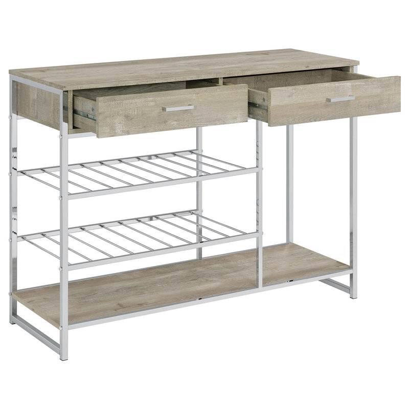 Coaster Furniture Melrose 182275 2-Drawer Home Bar Storage with Wine Rack - Grey IMAGE 3