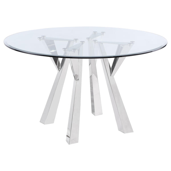 Coaster Furniture Round Alaia Dining Table with Glass Top 190710 IMAGE 1