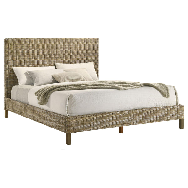 Coaster Furniture Zyla 360181Q Woven Rattan Queen Panel Bed - Kubu Grey IMAGE 1