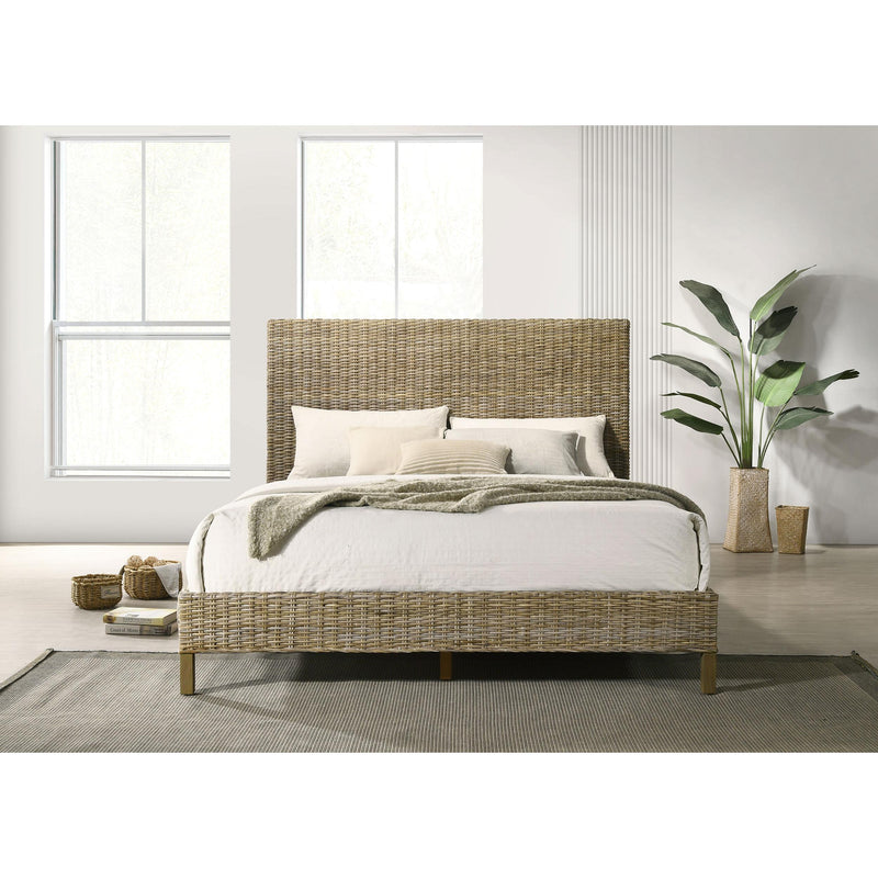 Coaster Furniture Zyla 360181Q Woven Rattan Queen Panel Bed - Kubu Grey IMAGE 2