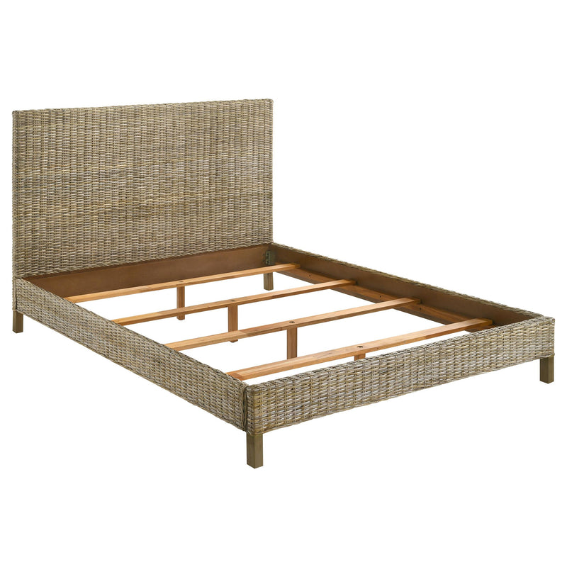 Coaster Furniture Zyla 360181Q Woven Rattan Queen Panel Bed - Kubu Grey IMAGE 3