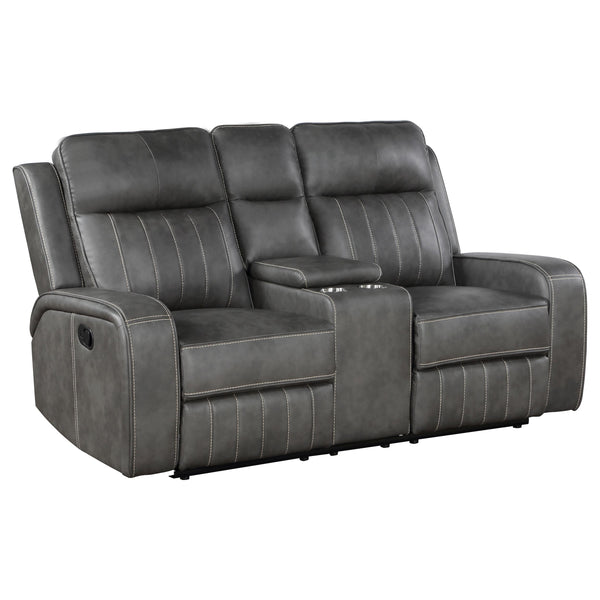 Coaster Furniture Raelynn Reclining Leatherette Loveseat with Console 603192 IMAGE 1