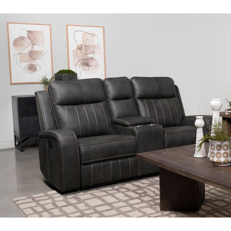 Coaster Furniture Raelynn Reclining Leatherette Loveseat with Console 603192 IMAGE 2
